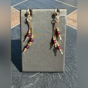 Elegant 14kt. Yellow Gold and Garnet Beaded Earrings